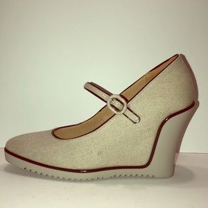 Taupe Fabric Wedge Heel